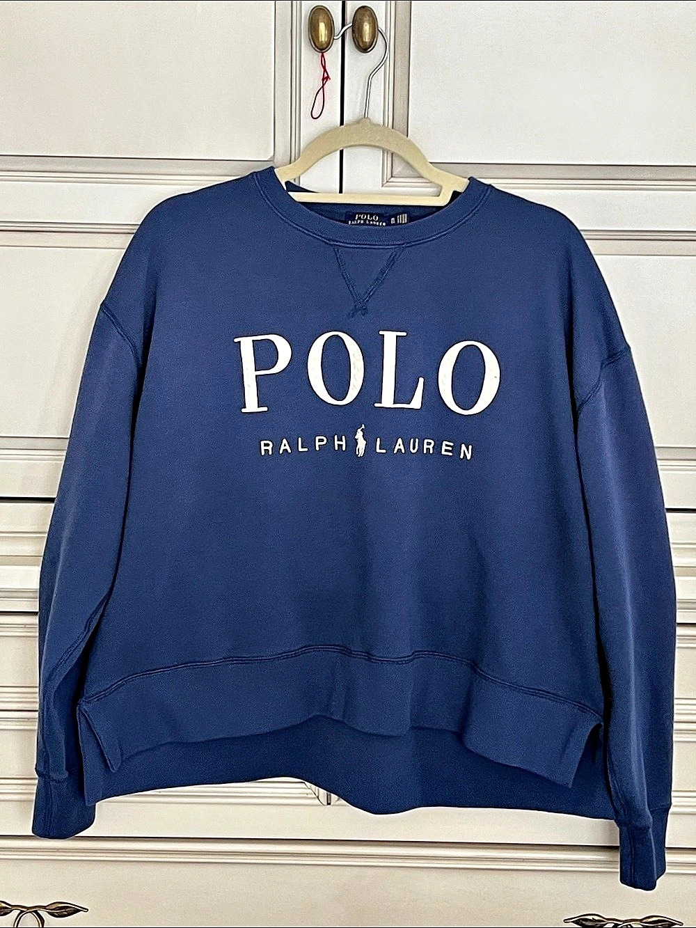 Polo Ralph Lauren Large Collegiate Script Logo Fleece Sweatshirt Blue XL